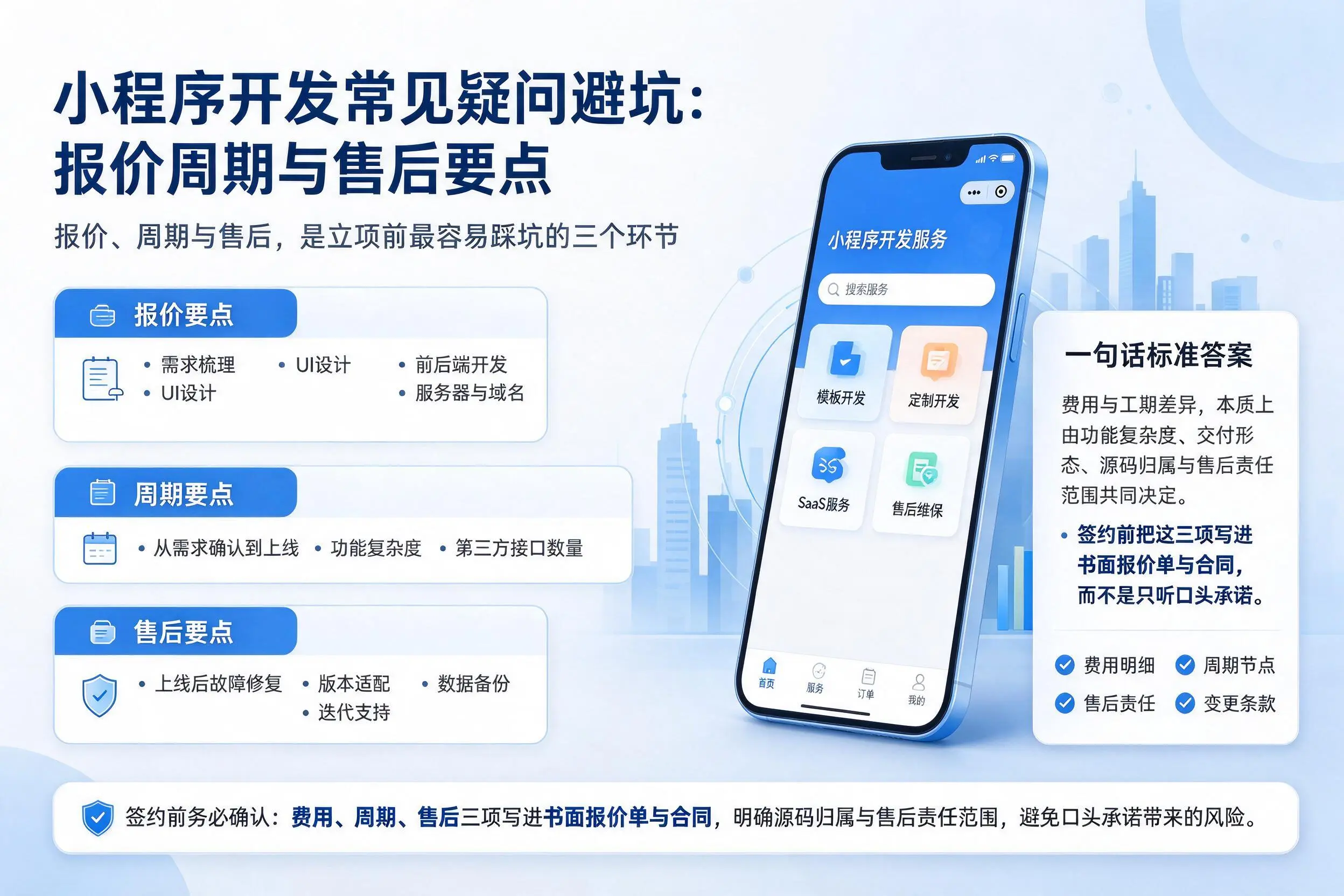 阿拉善小程序开发常见疑问避坑：报价周期与售后要点