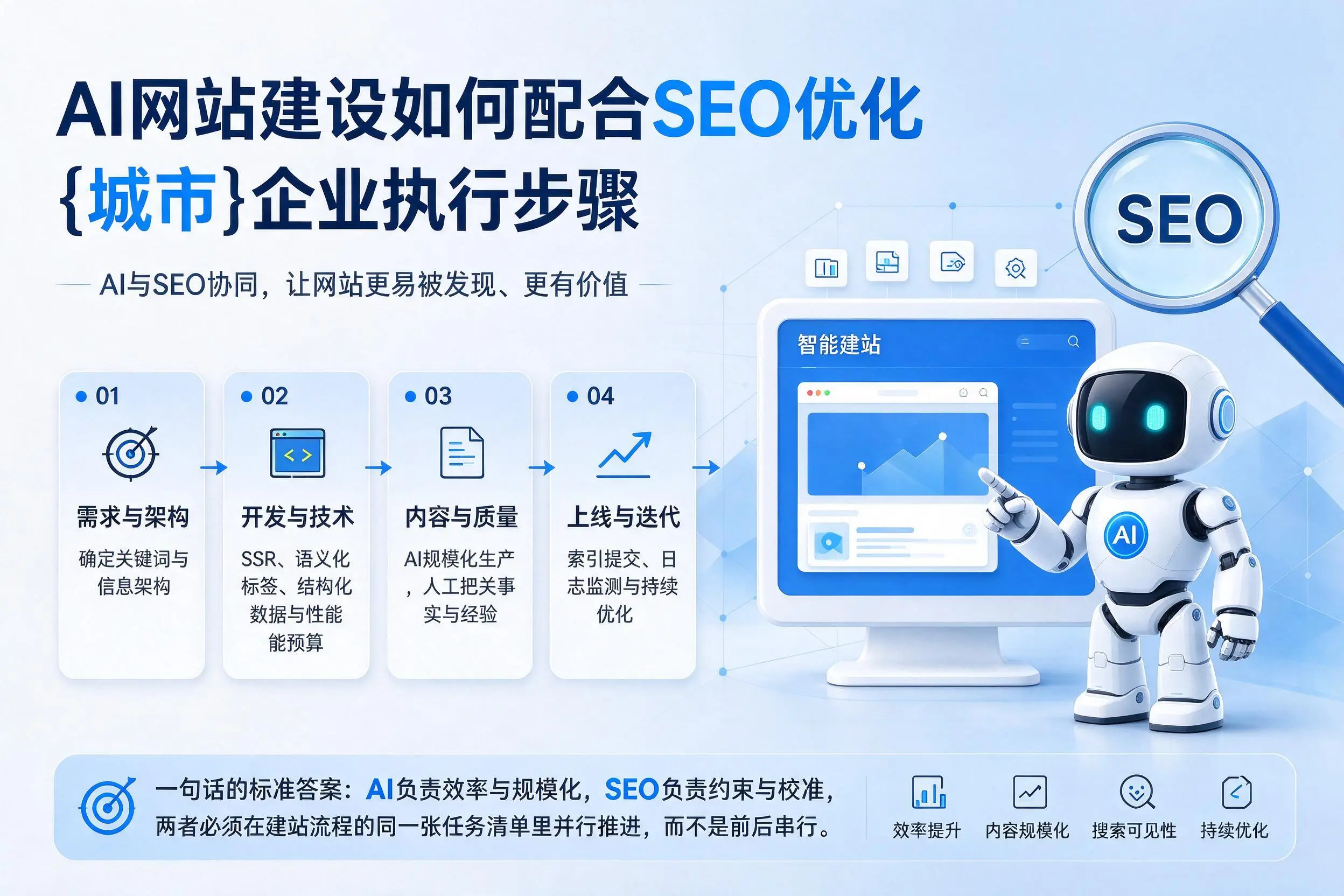 AI网站建设如何配合SEO优化，阿拉善企业执行步骤