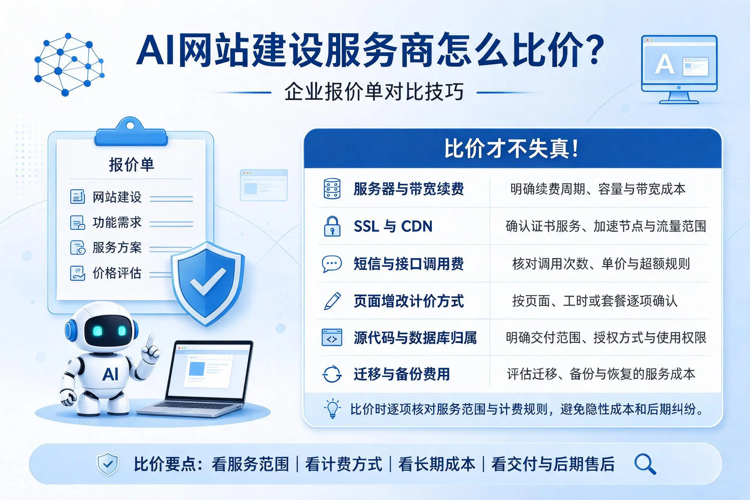 AI网站建设服务商怎么比价？阿拉善企业报价单对比技巧
