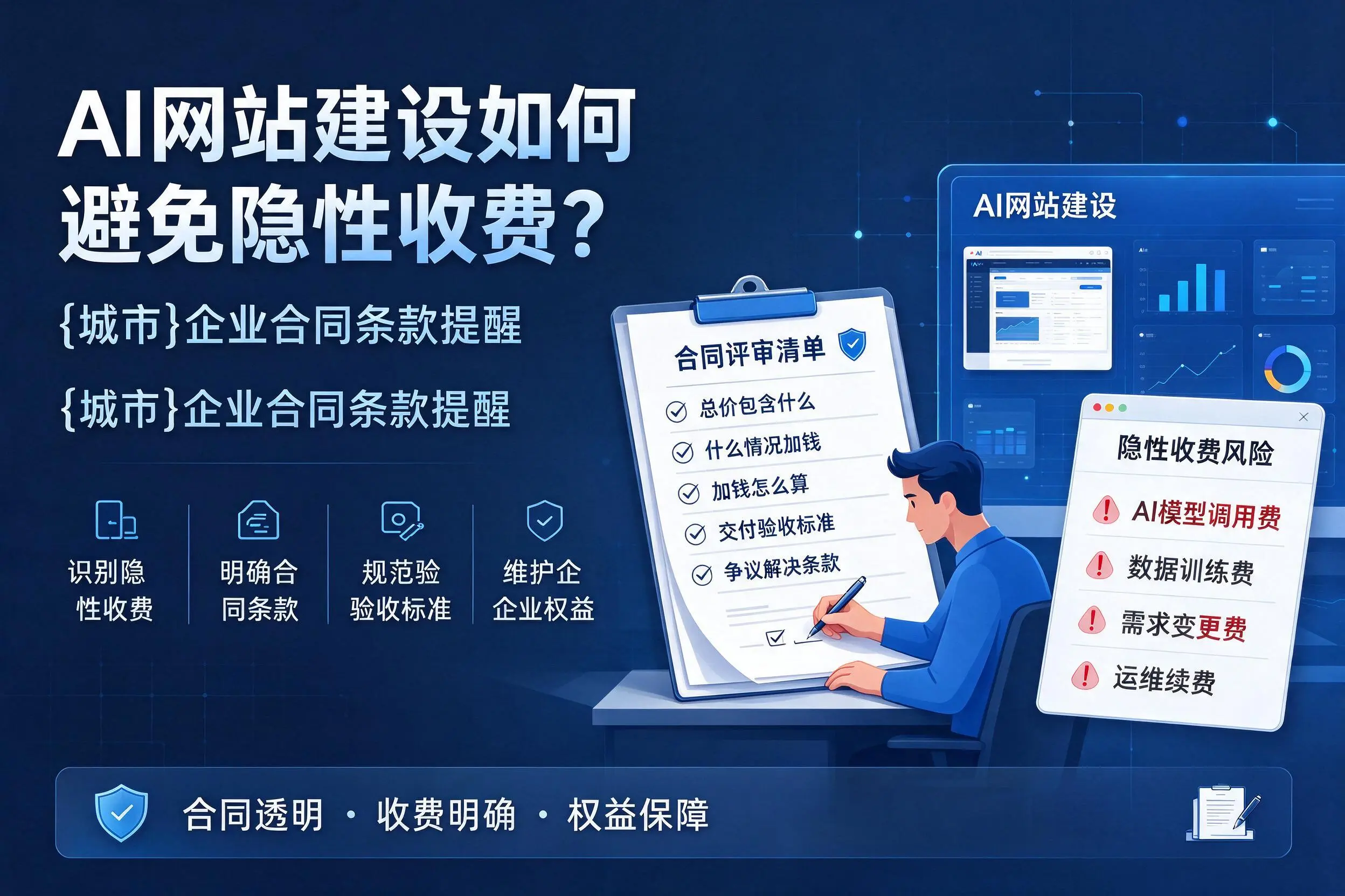 AI网站建设如何避免隐性收费？阿拉善企业合同条款提醒